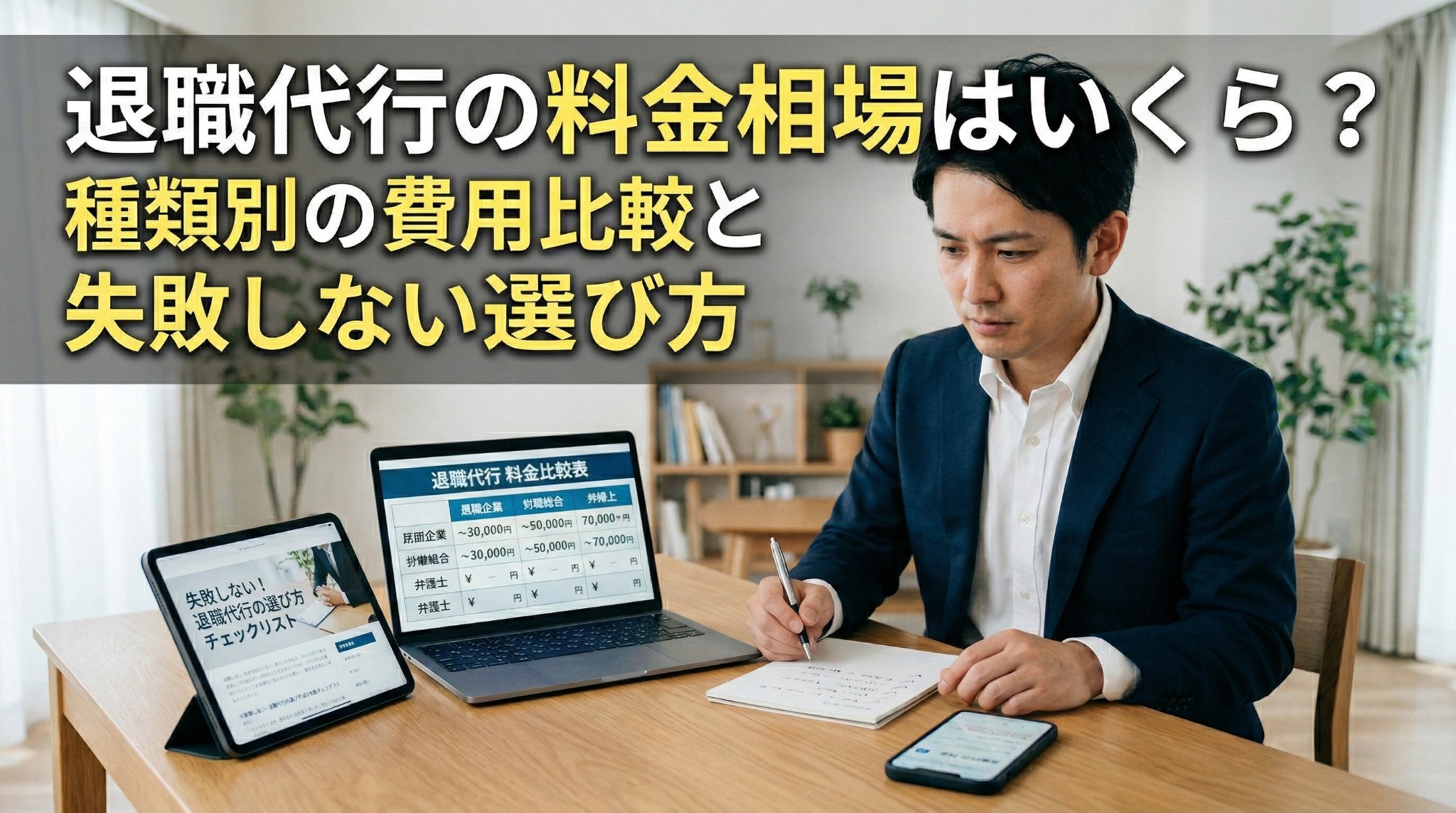 退職代行の料金相場はいくら？種類別の費用比較と失敗しない選び方